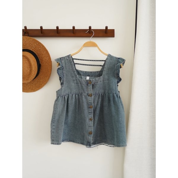 Denim Ruffle Top - Image 2