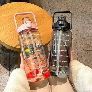 Gallon Leakproof Motivational Fitness Sports Water Bottle